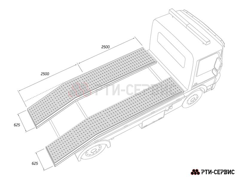 Перфорированный настил для автовозов и эвакуаторов 2500х625мм (Zn) - фото 1