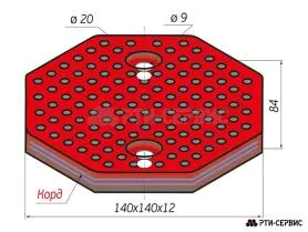 Накладка резиновая восьмигранная для подъемников Т-4, AE&T, Peak, AMGO, Avik, Fagihi, Nordberg. КОРД - фото 1