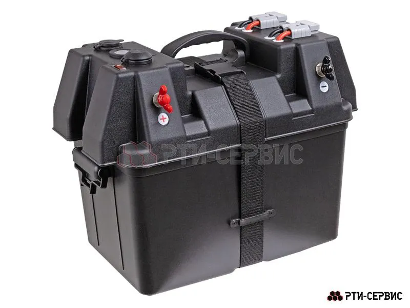 Бокс для аккумулятора с разъёмами 12V (прикуриватель), 2 USB (4.8A), 2шт Андерсона + вольтметр 12В